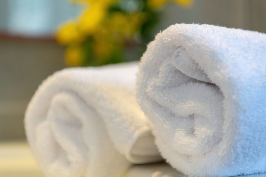 En Suite Bathroom Towels - Maritimo Beach Hotel Crete